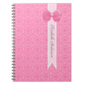 Hübscher rosa Medaillon-Damast-niedlicher Bogen Notizblock (Vorderseite)