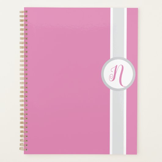 Hübscher rosa Monogramm-Planer Planer (Vorderseite)