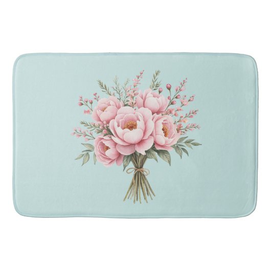 Hübscher rosa Pfingstrosen-Blumenstrauß Badematte (Vorderseite)