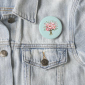 Hübscher rosa Pfingstrosen-Blumenstrauß Button (Beispiel)