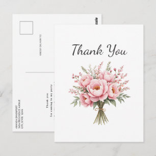 Hübscher rosa Pfingstrosen-Blumenstrauß Dankeschön Postkarte