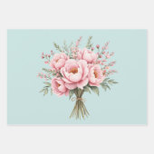 Hübscher rosa Pfingstrosen-Blumenstrauß Geschenkpapier Set (Vorderseite)