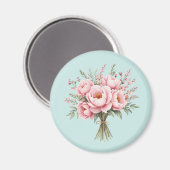 Hübscher rosa Pfingstrosen-Blumenstrauß Magnet (Vorderseite/Rückseite)