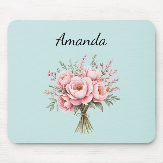 Hübscher rosa Pfingstrosen-Blumenstrauß Mousepad (Vorne)