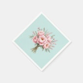 Hübscher rosa Pfingstrosen-Blumenstrauß Serviette (Ecke)