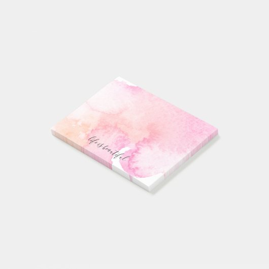 Hübscher rosa PfirsichWatercolor Post-it Klebezettel (angewinkelt)