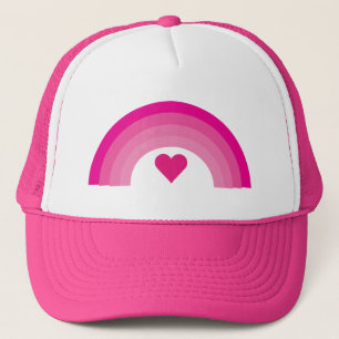 Hübscher rosa Regenbogen u. Herzkappe Truckerkappe