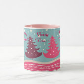 Hübscher rosa Retro fröhlicher Weihnachtsbaum, Tasse (Zentrum)