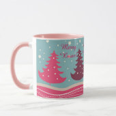 Hübscher rosa Retro fröhlicher Weihnachtsbaum, Tasse (Links)