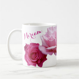 Hübscher rosa Rosa-Blütenname des Miriam Kaffeetasse