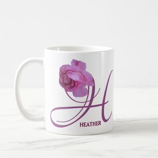 Hübscher Rosa Rosa Blütenname Kaffeetasse (Links)