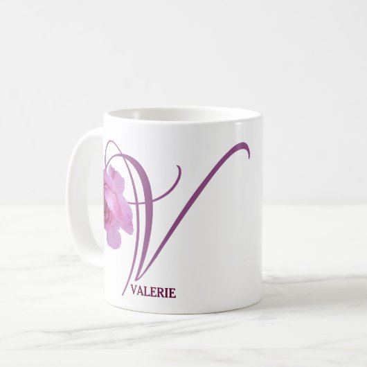 Hübscher rosa Rosa Blütenname Kaffeetasse (Vorderseite Links)