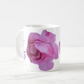 Hübscher Rosa Rosa-Blütenname Kaffeetasse (Vorderseite Links)