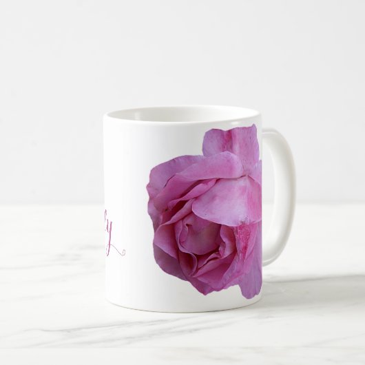 Hübscher Rosa Rosa-Blütenname Kaffeetasse (VorderseiteRechts)