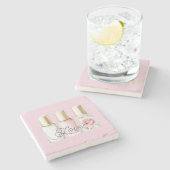 Hübscher Rosa-Rosé-Blumen-Nagellack Steinuntersetzer (Seitenansicht)