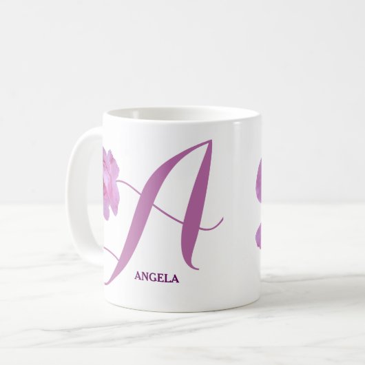 Hübscher Rosa Rosenblütenname Kaffeetasse (Vorderseite Links)