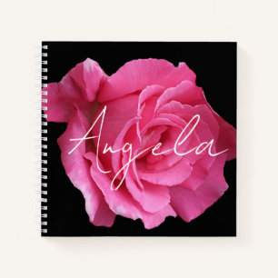 Hübscher Rosa Rosenblütenname Notizblock