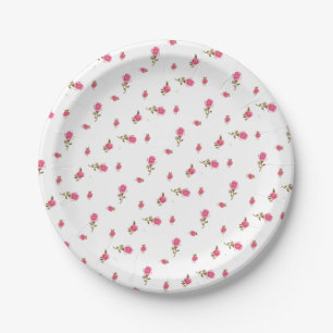 Hübscher rosa Rosenknospe-Papier-Teller Pappteller