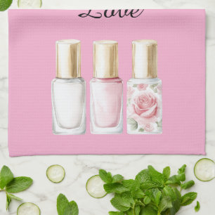 Hübscher rosa Rosentöne-Nagel-Farblack Geschirrtuch
