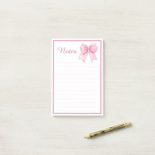 Hübscher rosa Schleifen-Notizblock im Coquette-Sti Post-it Klebezettel