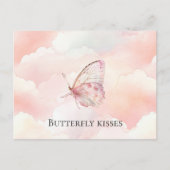 Hübscher rosa Schmetterling in den Wolken Postkarte (Vorderseite)