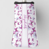 Hübscher rosa Schmetterling mit individuellen Name Golf Headcover (Rotieren 90)
