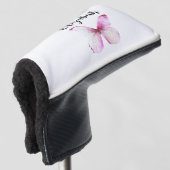 Hübscher rosa Schmetterling mit individuellen Name Golf Headcover (3/4 Vorderseite)