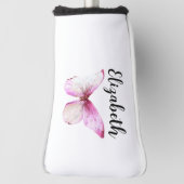 Hübscher rosa Schmetterling mit individuellen Name Golf Headcover (Rotieren 90)