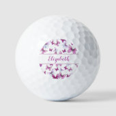Hübscher rosa Schmetterling mit individuellen Name Golfball (Vorderseite)