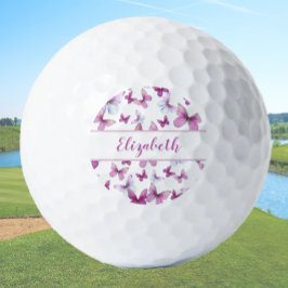 Hübscher rosa Schmetterling mit individuellen Name Golfball