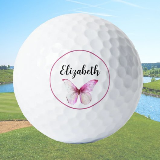 Hübscher rosa Schmetterling mit individuellen Name Golfball