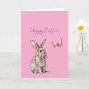 Hübscher Rosa Schmetterling Osterhase Karte