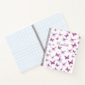 Hübscher Rosa Schmetterlinge Individuelle Name Notizblock (Innenseite)