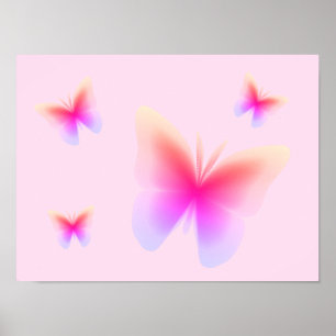 Hübscher rosa Schmetterlingsdruck auf Rosa Poster