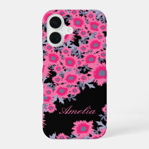 Hübscher, rosa, schwarzer Damast, iPhone-Gehäuse iPhone 16 Hülle
