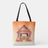 Hübscher rosa Stall und Pumpkins Orange Halloween Tasche (Rückseite)