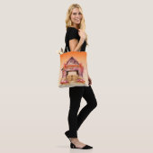 Hübscher rosa Stall und Pumpkins Orange Halloween Tasche (Am Model)