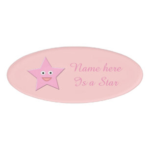 Hübscher Rosa-Star-Individuelle Name Namenschild