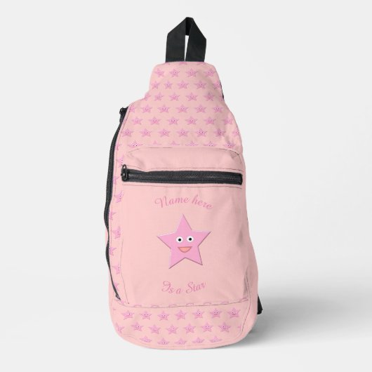 Hübscher rosa Stern Gemustert Crossbody Bag (Vorderseite)