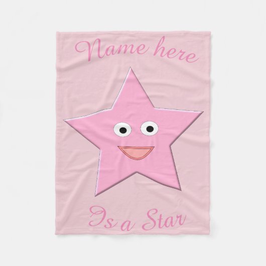 Hübscher rosa Stern, Vliesschwarz Fleecedecke (Vorderseite)