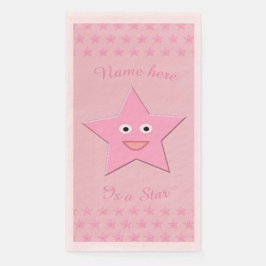 Hübscher rosa-sterner Papierkorb Napkins Serviette (Vorderseite)