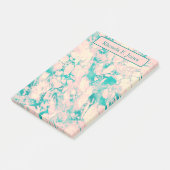 Hübscher, rosa und blauer Marmorklammerordner Post-it Klebezettel (angewinkelt)