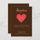Hübscher Rosa und Braun-Empfang Begleitkarte (Vorne/Hinten)