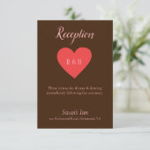 Hübscher Rosa und Braun-Empfang Begleitkarte (Stehend Vorderseite)