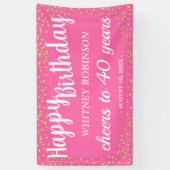 Hübscher Rosa und Gold Glitzer Erwachsene Geburtst Banner (Vertikal)