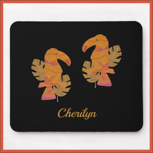 Hübscher rosa und goldener Glitzer Tropischer Touc Mousepad