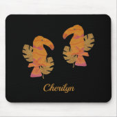 Hübscher rosa und goldener Glitzer Tropischer Touc Mousepad (Vorne)