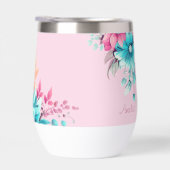 Hübscher Rosa und Türkiser Floral Thermo-Becher (Rechts)