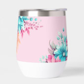 Hübscher Rosa und Türkiser Floral Thermo-Becher (Links)