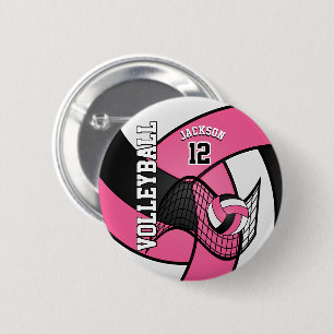 Hübscher rosa und weißer Volleyball Button